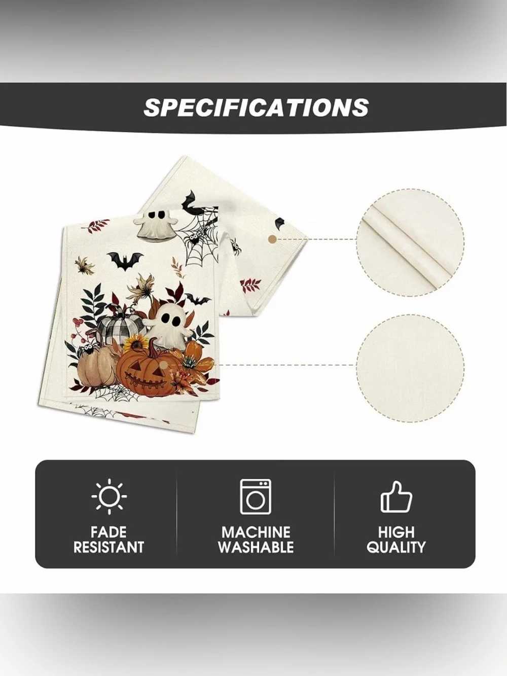 Halloween Pumpkin & Ghost Table Runner